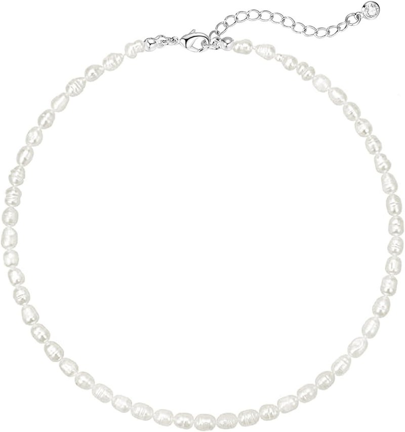 Zeffy Pearl Necklace 4MM/6MM/8MM Dainty Round Imitation Pearl Choker Necklace Wedding Pearl Necklace Delicate Jewelry for Women Simple Bridesmaid Jewelry Gifts - Image 1